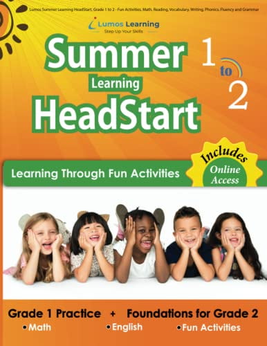 Pre-Owned Lumos Summer Learning HeadStart, Grade 1 to 2 - Fun Activities, Math, Reading, Vocabulary, Writing, Phonics, Fluency and Grammar: Standards-Aligned ... (Summer Learning HeadStart Paperback