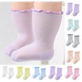 thumbnail image 1 of Lumosvexa Baby Girls Cotton Socks Soft Comfort Lightweight Mid Calf Toddler Daily Cute Socks Purple 2T, 1 of 7