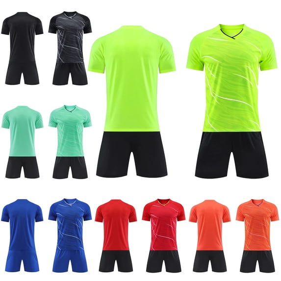 Lumosvexa Boys Active Outfits 2 Piece, Quick Dry Short Sleeve T-Shirt and Shorts Summer Football Activewear Red 10-12