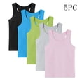 thumbnail image 1 of Lumosvexa Boys Girls Cotton Undershirts, Soft Stretchable Sleeveless Crew Neck Casual Summer Daily Tank Tops 5 Pack Multicolor 3, 1 of 8