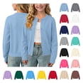 thumbnail image 1 of Lumosvexa Girls Long Sleeve Cardigan Soft Breathable Button Down Classic Fit Fall Comfort Knitted Sweater Light Blue 8, 1 of 10