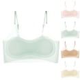 thumbnail image 1 of Lumosvexa Girls Training Bra, Comfort Stretch Wireless Seamless Lightweight Teen Daily Ice Silk Bra Beige 7-8, 1 of 5