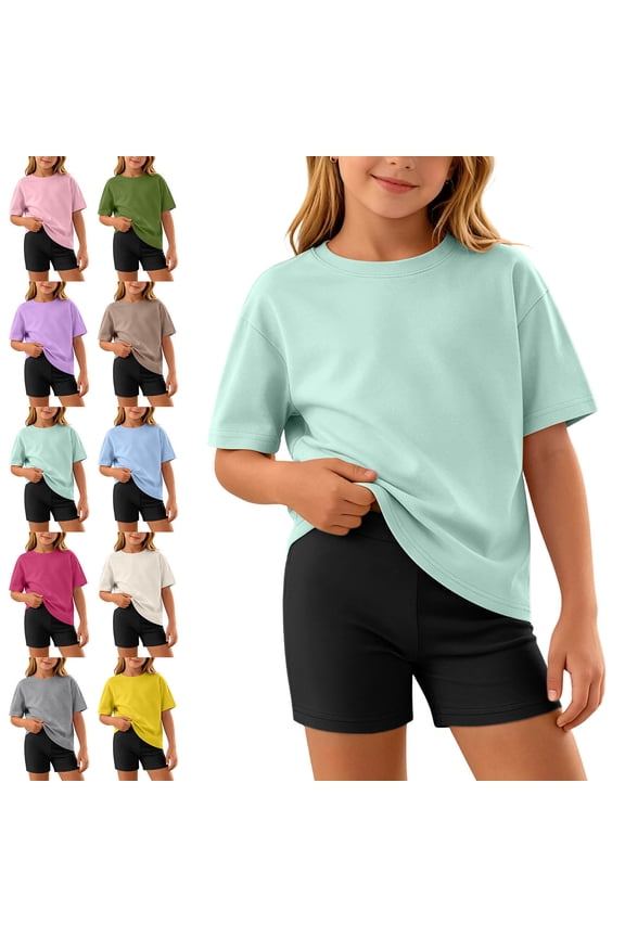 Kids Girls Outfits Sets, Short Sleeve T-Shirt and Leggings Summer Sports Comfort Clothes 2 Piece Mint Green 12