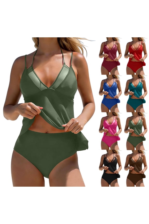 Swimsuit Women Two Piece for Women Bathing Suits Swim Suits Takini Set Brown Size XL