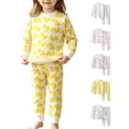 thumbnail image 1 of Lumosvexa Toddler Girls Sets 2 Piece Round Neck Soft Cotton Long Sleeve Winter Home Cotton Outfits Pink 18M, 1 of 8