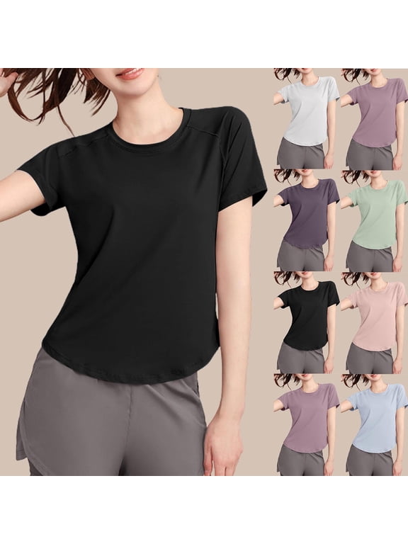 Women Short Shirt Tops Womens Casual Plain T-Shirt T Shirt White Size 2XL