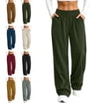 thumbnail image 1 of Lumosvexa Women's Corduroy Sweatpants, Wide Leg with Pockets Elastic Waist Winter Warm Daily Pants Blue 3XL, 1 of 8