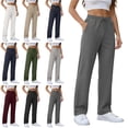 thumbnail image 1 of Lumosvexa Women's Drawstring Pants, Elastic Waist Side Pockets Straight Leg Fall Active Casual Pants Gray 3XL, 1 of 7