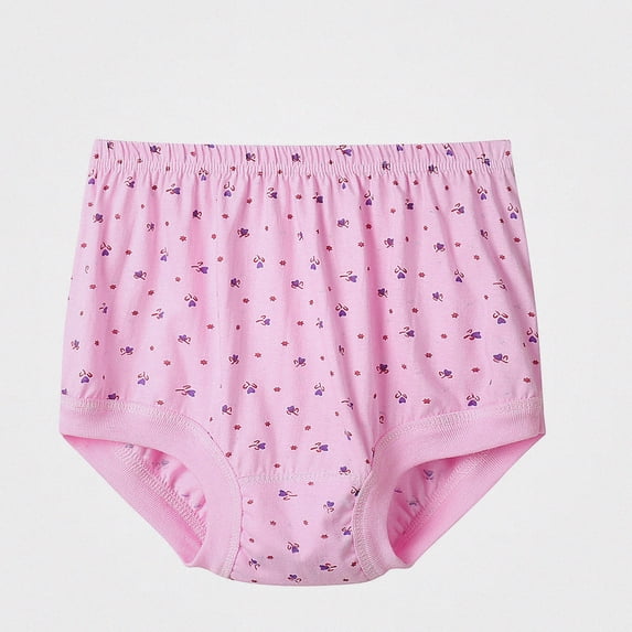 Lumosvexa Women's Floral Briefs Plus Size Breathable Cotton Comfortable Daily Trendy Soft Panties Pink XL