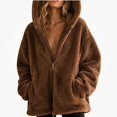thumbnail image 1 of Lumosvexa Women's Hooded Fleece Coat, Long Sleeve Zipper Soft Comfort with Pockets Winter Warm Casual Coat Brown S, 1 of 6