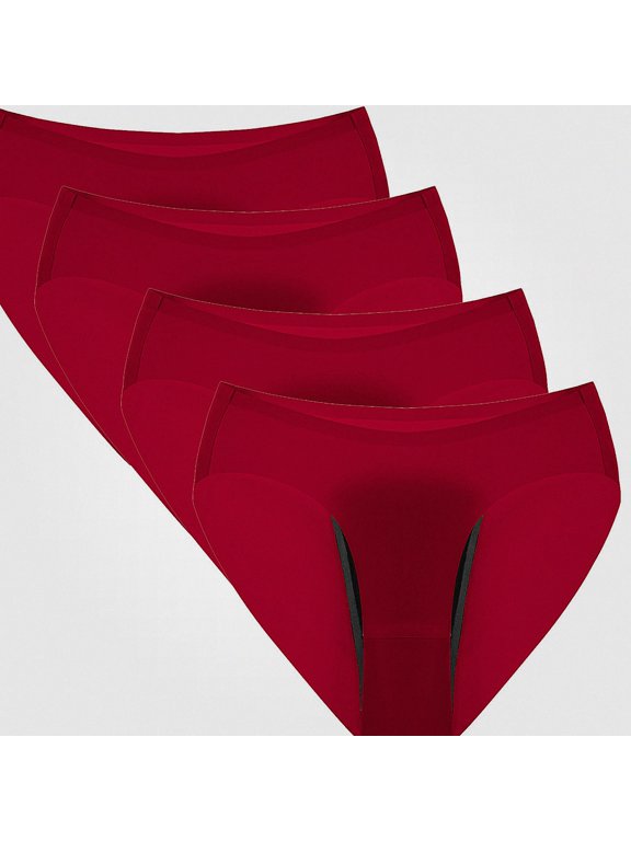 Women's Period Briefs 4 Pack Soft Cotton Mid Waist Stretchy Casual Comfort Breathable Underpants L