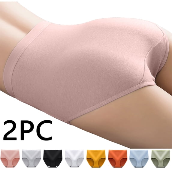 Lumosvexa Women's Period Cotton Panties 2 Pack Soft Skinny Elastic Waist Lightweight Comfort Daily Briefs Pink XL