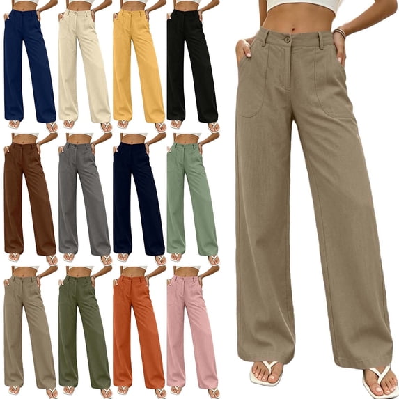 Lumosvexa Women's Wide Leg Jeans, with Pockets Loose Fit Elastic Waist Fall Trendy Office Pants Gray L