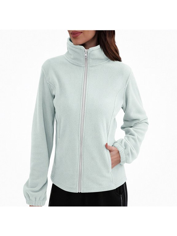 Women's Zipper Jacket, Long Sleeve with Pockets Lightweight Winter Casual Padded Jacket Green L