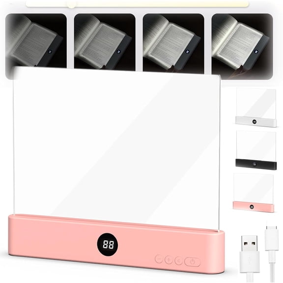 Lumoza Avera Book Light, Led Reading Clip On Book Light Rechargeable, 2026 Upgraded Flat Night Light with 3 Colors & Timer Lamp, Stepless Dimming Anti-Glare Intelligent Design, Reading in Bed