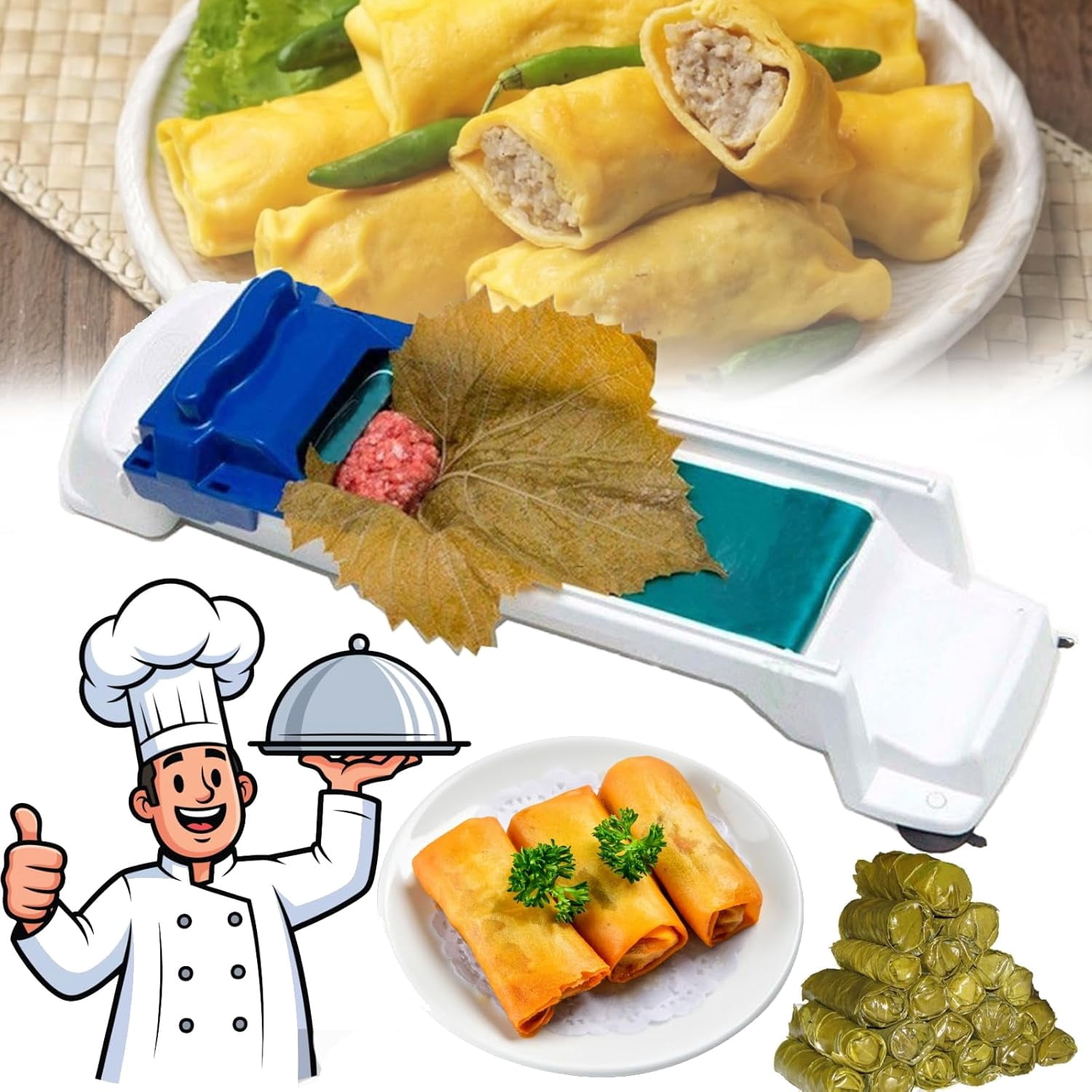 Spring Roll Tools Lumpia Roller Machine, 2026 Upgrade Spring Roll Maker, Multi-functional ...