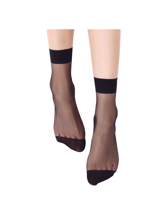 10 Pairs - Women'S Everyday Sheer Ankle Nylon Soft Socks Stockings Elastic Transparent Comfort Short Ankle Socks A E