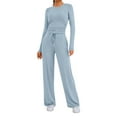 thumbnail image 1 of Lumtrix 2 Piece Lounge Sets for Women Fall Outfits Long Sleeve Wide Leg Tracksuits Womens Casual Loungewear Two Pcs Matching Set With Pockets Sky Blue M, 1 of 7