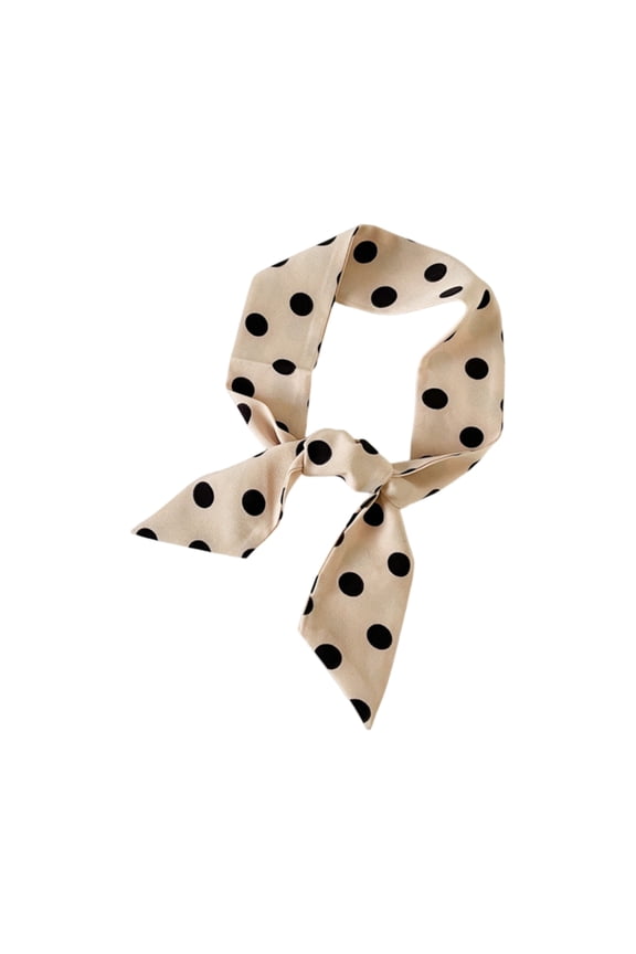 33" Skinny Scarf for Women Girls Ribbon Neck Ties Long Polka Dots Neck Scarf for Handbag Belt Accessories Khaki One Size