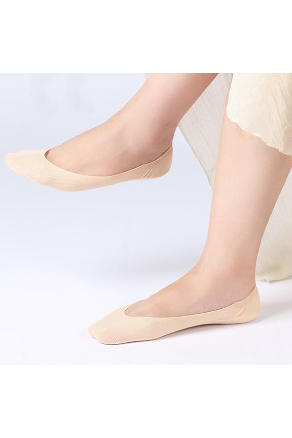 5 Pairs No Show Socks Womens for Flats Loafers,No See Footies Ribbed Non Slip Liner Thin Ribbed Sock Complexion One Size