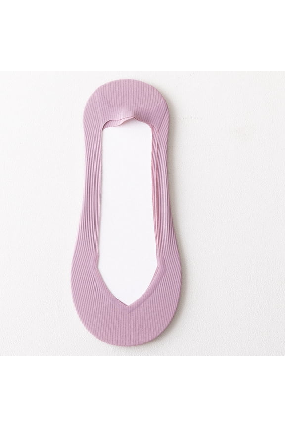 5 Pairs No Show Socks Womens for Flats Loafers,No See Footies Ribbed Non Slip Liner Thin Ribbed Sock Purple One Size
