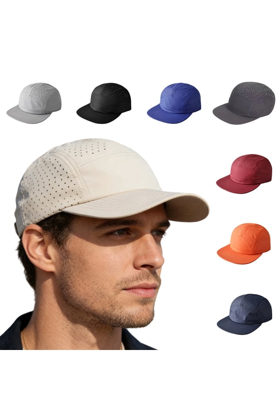 5 Panel Lightweight Baseball Caps Running, Sport Hat Unisex Breathable Mesh Hats Saffron One Size