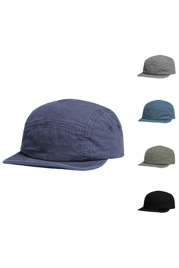 5 Panel Running Hat Flat-Bill Sun Hat Plaid Short Brim Baseball Caps for Men Women Green One Size