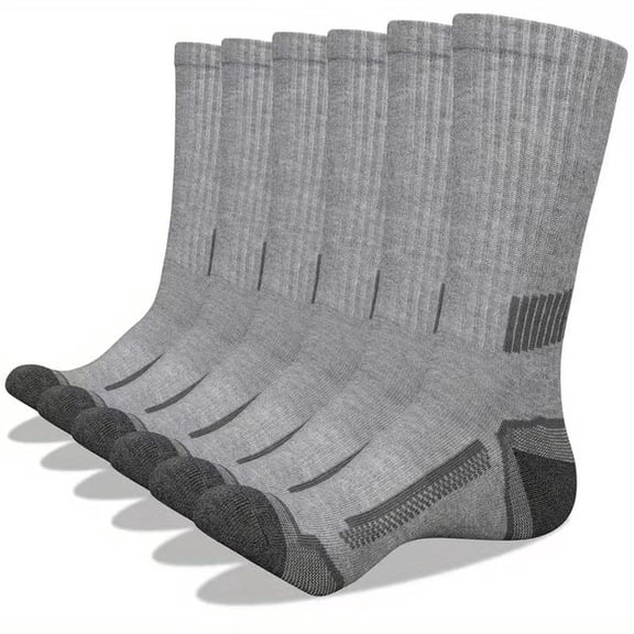 Lumtrix 6 Pairs Women's and Men's Cotton Crew Socks Running Athletic Sports Work Boot Socks For Every Day, Gift, Stocking Stuffers Gray One Size