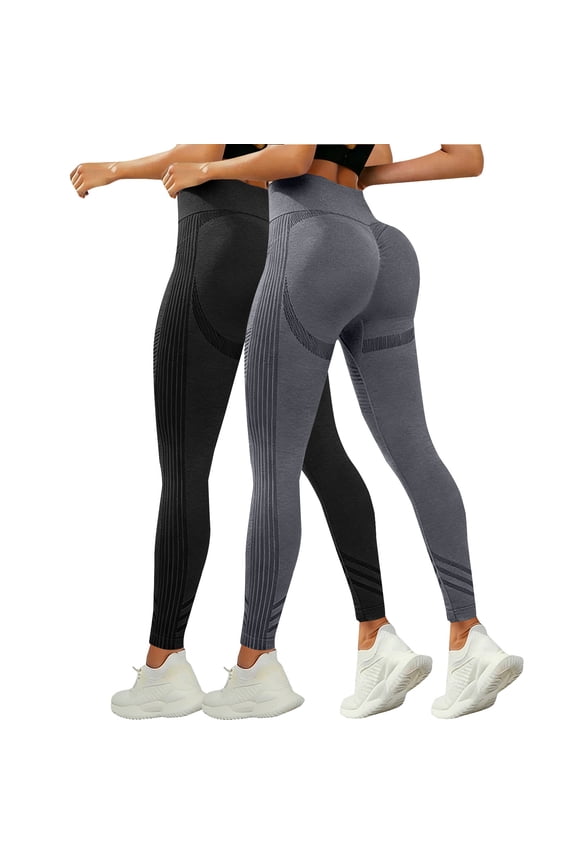 Anti Cellulite 3D Leggings Womens Butt Lifting Tummy Control Resistance Band Compression Workout Yoga Pants 2 Pack Gray S