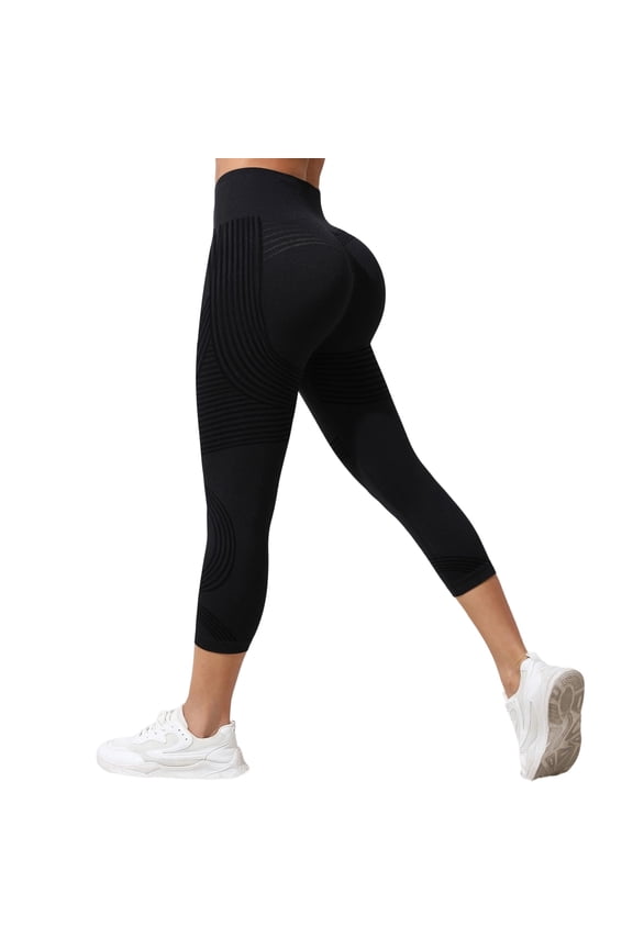 Anti Cellulite 3D Resistance Band Stretch Capri Leggings For Women Compression, Butt Lifting Tummy, Gym Workout Control Yoga Pants Black M