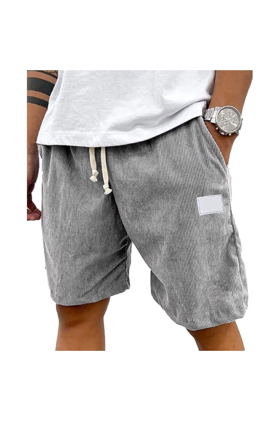 Beach Shorts For Men Corduroy Drawstring Lightweight Summer Beach Lounge Cotton Funny Resort Wear Light Gray 3XL