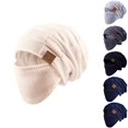 thumbnail image 1 of Lumtrix Beanie Hat For Men And Women Winter Warm Hats Knit Slouchy Thick Fleece Lined Skull Cap With Face Cover Beige One Size, 1 of 6