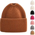 thumbnail image 1 of Lumtrix Beanie Hat for Women Winter Warm Knit Ponytail Beanies Hats Skull Cap Cold Weather Stocking Caps For Winter, Running, Skating, Traveling, Camping, Outdoor Light Brown One Size, 1 of 5