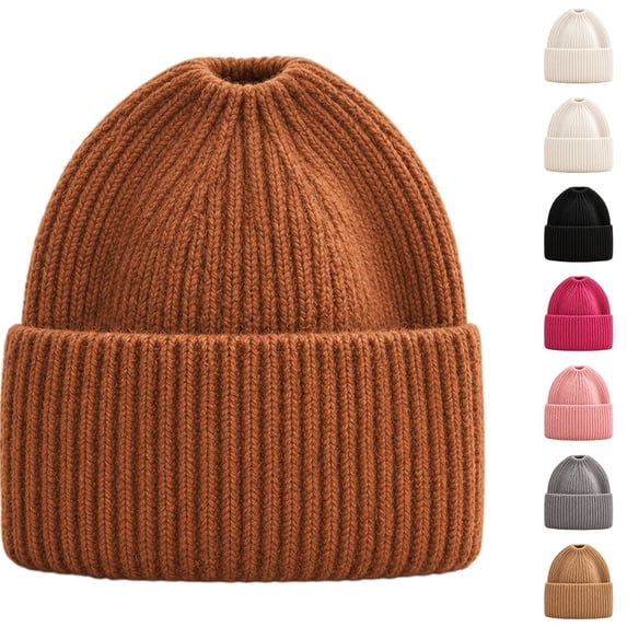 Lumtrix Beanie Hat for Women Winter Warm Knit Ponytail Beanies Hats Skull Cap Cold Weather Stocking Caps For Winter, Running, Skating, Traveling, Camping, Outdoor Light Brown One Size