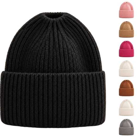 Lumtrix Beanie Hat for Women Winter Warm Knit Ponytail Beanies Hats Skull Cap Cold Weather Stocking Caps For Winter, Running, Skating, Traveling, Camping, Outdoor Black One Size