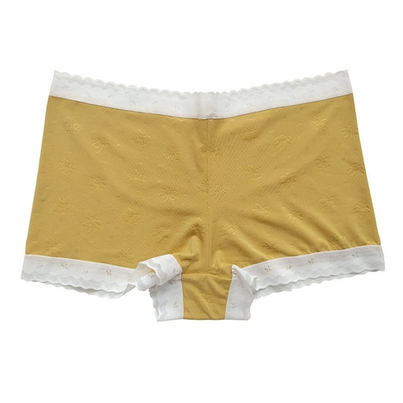 Lumtrix Boy Shorts Underwear For Women High Waisted Cotton Panties Full Coverage Briefs Underwear For Women Yellow XL