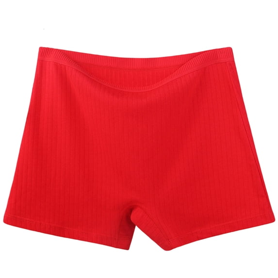 Lumtrix Boy Shorts Underwear For Women Ribbed Seamless Full Coverage Briefs Soft Stretch Breathable Comfortable Shorts Panties Red 5XL