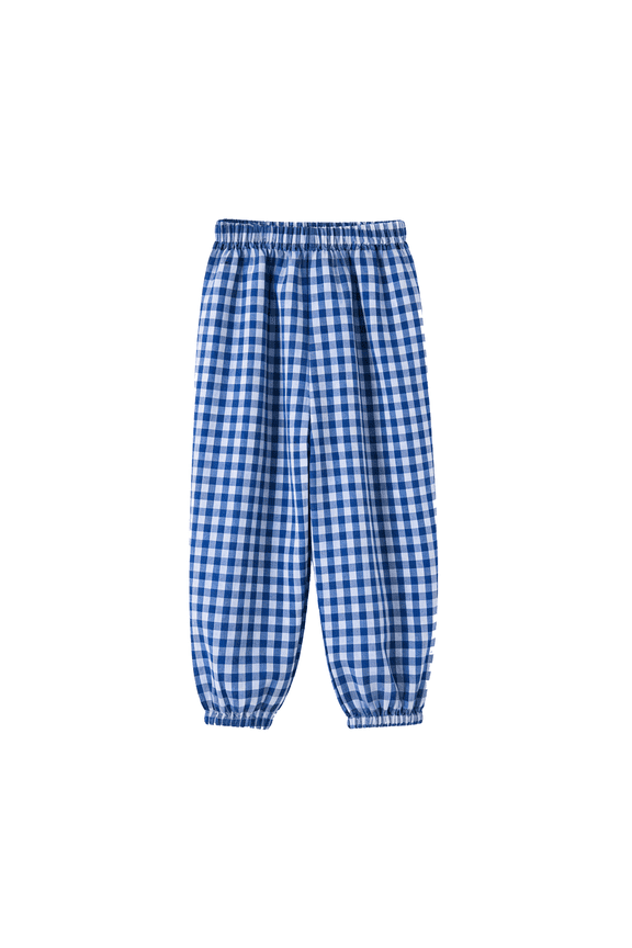 Boys Girls Plaid Pants Baggy Ankle Cuffed Trousers Casual Elastic Waist Sweatpants with Pockets Blue 90