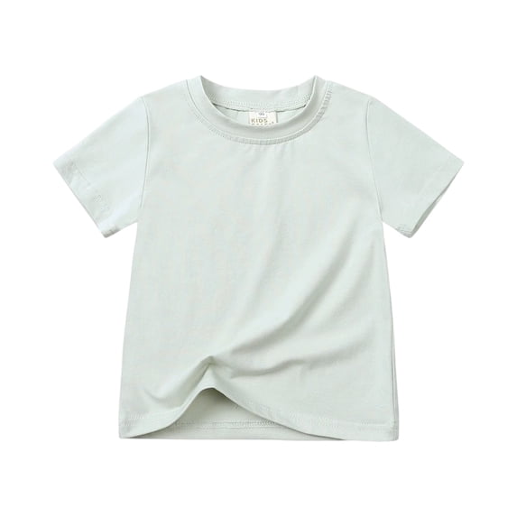 Lumtrix Boys Short Sleeve T-Shirts Oversize Crew Neck Top for Chlid Trendy Solid Color Cotton Clothes for Girl Khaki 120