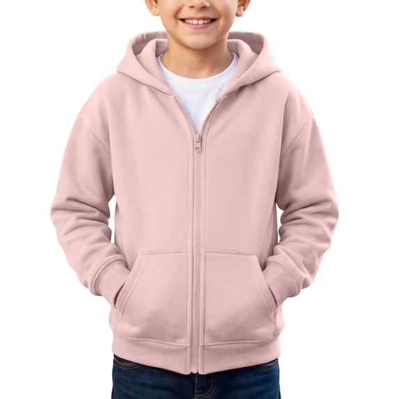 Lumtrix Boys Zip Up Hoodie Sweatshirt Teens Long Sleeve Fleece Preppy Sweatshirts With Kangaroo Pockets Light pink 100