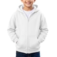thumbnail image 1 of Lumtrix Boys Zip Up Hoodie Sweatshirt Teens Long Sleeve Fleece Preppy Sweatshirts With Kangaroo Pockets White 100, 1 of 7