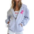 thumbnail image 1 of Lumtrix Breast Cancer Awareness Hoodies Zip Up For Women Track Jackets Long Sleeve Pink Ribbon Awareness Hoodies Jacket With Pockets Light Gray 3XL, 1 of 6