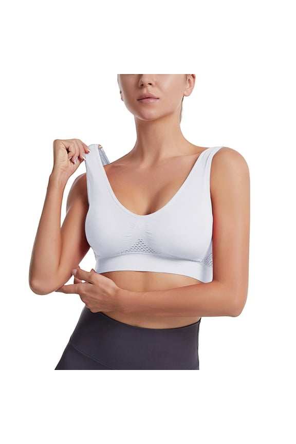 Breathable Anti-Sagging Breasts Sports Bras For Women Comfort Wireless Bra Breathable Summer Bra White 32