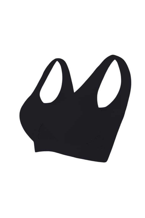 Breathable Anti-Sagging Sports Bras For Women Plus Size Wireless Bras With Lift-Up Mesh High Support Black 36