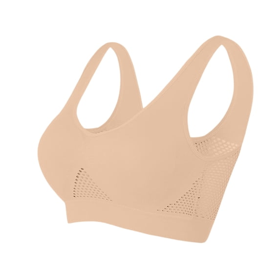 Lumtrix Breathable Anti-Sagging Sports Bras For Women Plus Size Wireless Bras With Lift-Up Mesh High Support Complexion 42