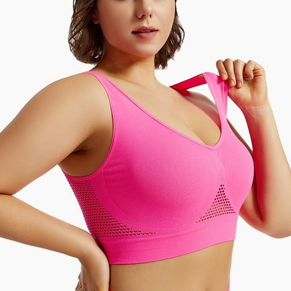 Lumtrix Breathable Bras for Women No Steel Ring Plus Size Soft Cool Push Up Air Bra No Underwire High Support Underwear Hot Pink 3XL