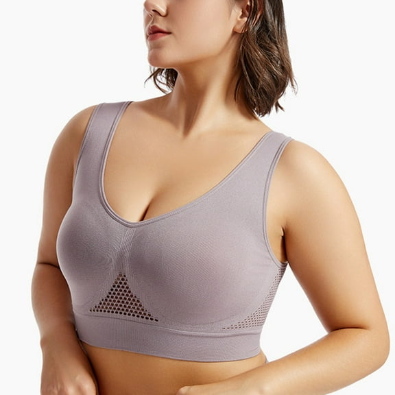 Lumtrix Breathable Bras for Women No Steel Ring Plus Size Soft Cool Push Up Air Bra No Underwire High Support Underwear Light Gray 2XL