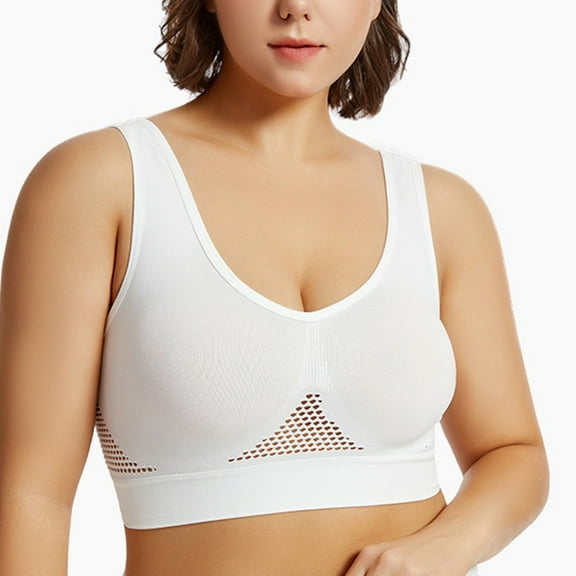 Lumtrix Breathable Bras for Women No Steel Ring Plus Size Soft Cool Push Up Air Bra No Underwire High Support Underwear White 3XL