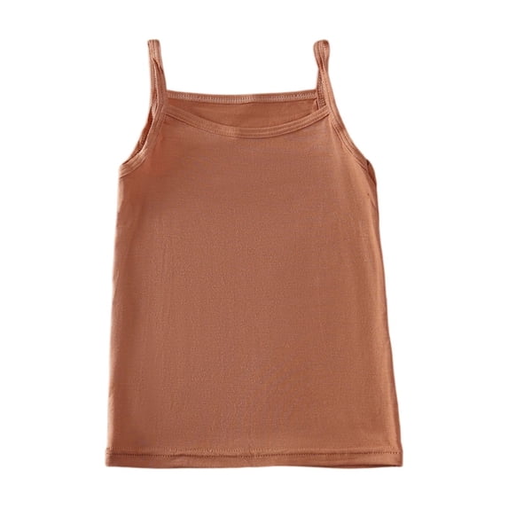 Lumtrix Camisole Tank Tops for Girls Stretch Undershirts Comfortable Scoop Neck Camis with Thin Straps Coffee 110