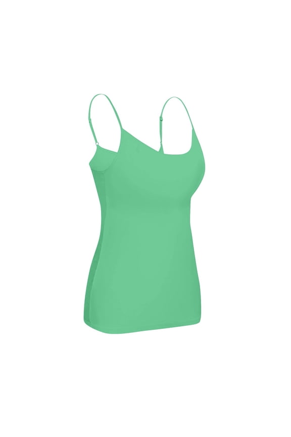 Camisole Tops For Women Built In Bra Adjustable Spaghetti Strap Workout Yoga Shirts Basic Slim Fit Tank Tops Layer Padded Bra Turquoise M